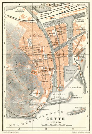 Waldin Séte (Cette) town plan, 1913 digital map