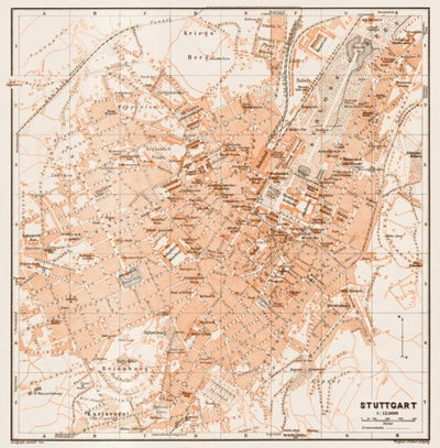 Waldin Stuttgart city map, 1909 digital map