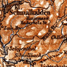 Waldin Thuringian Forest (Thüringer Wald) map, 1887. Western part digital map