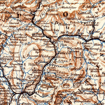 Waldin Tyrol (Tirol), Salzburg and Salzkammergut, 1911 digital map