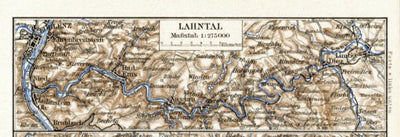 Waldin Valley of Lahn River from Lahnstein to Limburg, 1927 digital map