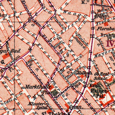 Waldin Vienna (Wien) city map, 1900 (legend in Russian) digital map