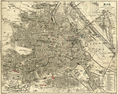 Waldin Vienna (Wien) city map, 1911 digital map
