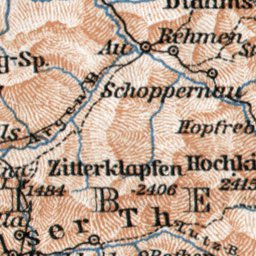 Waldin Vorarlberg and Forest of Bregenz (Bregenzer Wald), 1910 digital map