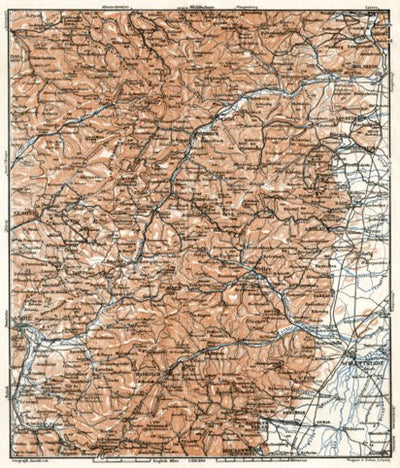 Waldin Vosges Mountains map, central part, 1909 digital map