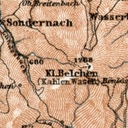 Waldin Vosges Mountains map, southern part, 1909 digital map