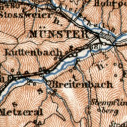 Waldin Vosges Mountains map, southern part, 1909 digital map