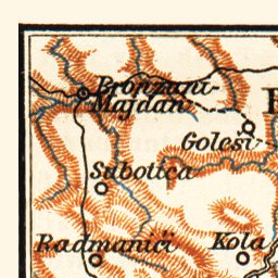 Waldin Vrbas River Valley from Jaice to Banja Luka, 1911 digital map