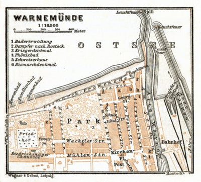 Waldin Warnemünde town plan, 1911 digital map