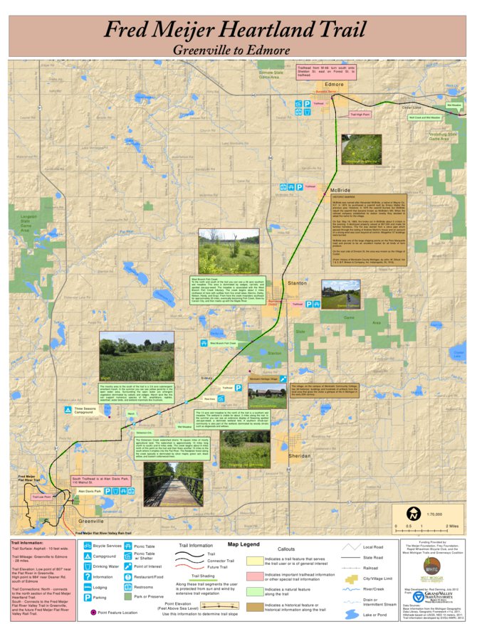 Fred Meijer Heartland Trail Greenville to Edmore Map by West Michigan