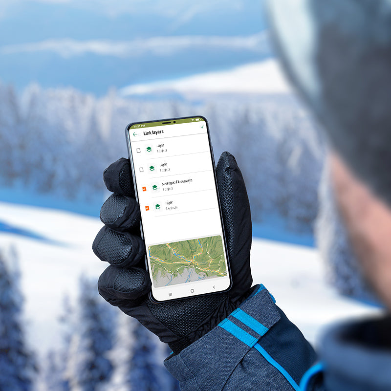 Person looking at the Map Layers option on a smartphone