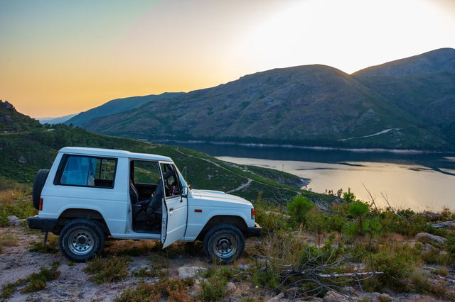 Truck offroading on a trail