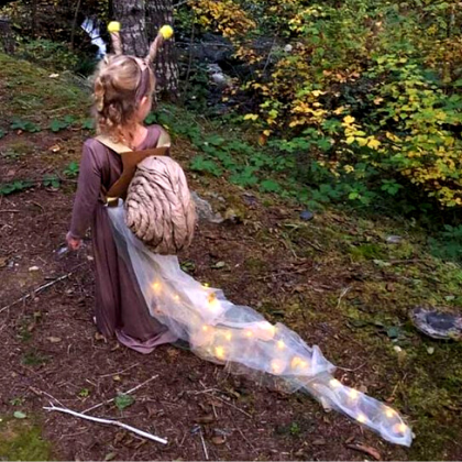 Girl in RV preparing for Haloween