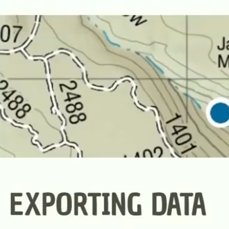 Close up of map with text "exporting data"