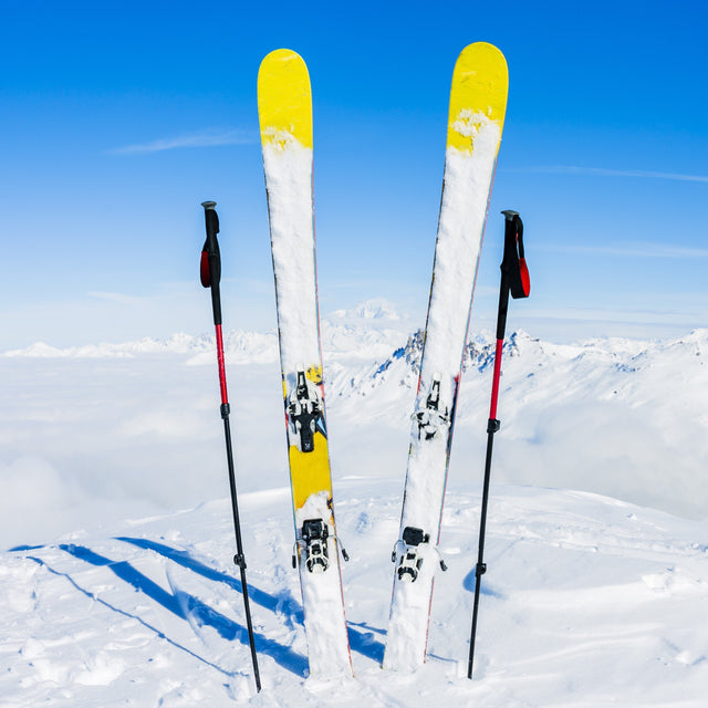Two skiis in the snow