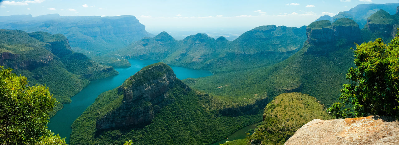 View of water and green mountains in Mpumalanga