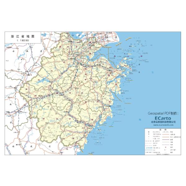 浙江省地图（8开） Map by Beijing Ecarto Technologies Ltd | Avenza Maps