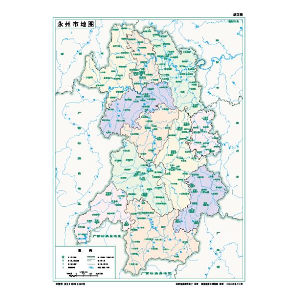 11永州市标准地图政区图8开Map by Beijing Ecarto Technologies Ltd