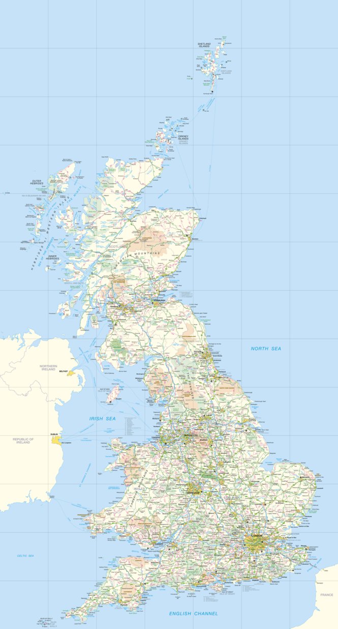 Great Britain Roadmap Map by Avenza Systems Inc. | Avenza Maps