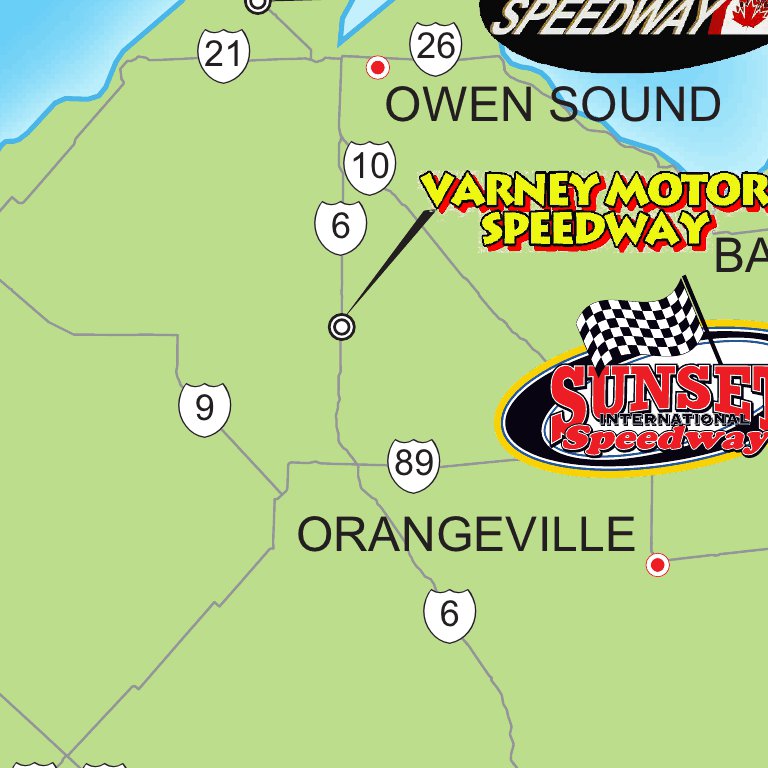 Southern Ontario Race Tracks Map by Anderson Maps | Avenza Maps