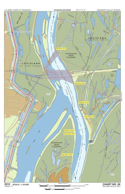 Chart 26 - Grand Lake (Sixmile Lake) at Atchafalaya Basin Main Channel River Miles 100.3 to 106.3 Preview 1