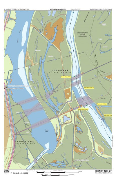 Chart 27 - Atchafalaya Basin Main Channel River Miles 105.5 to 110.6 Preview 1