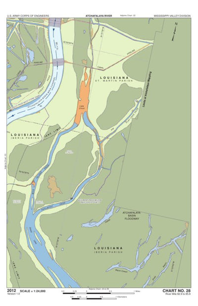 Chart 28 - Atchafalaya Basin Main Channel River Miles 82.9 to 85.8 Preview 1