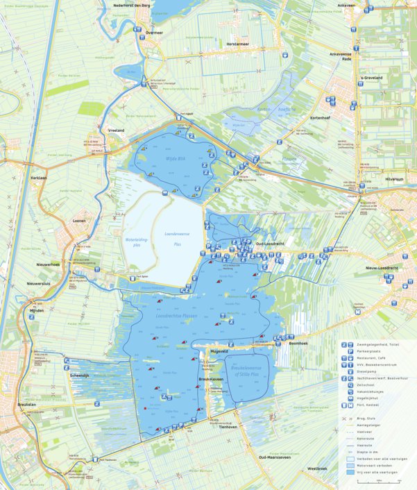 Watersport Map Loosdrechtse plassen / Loosdrecht lakes - Gooi & Vecht ...