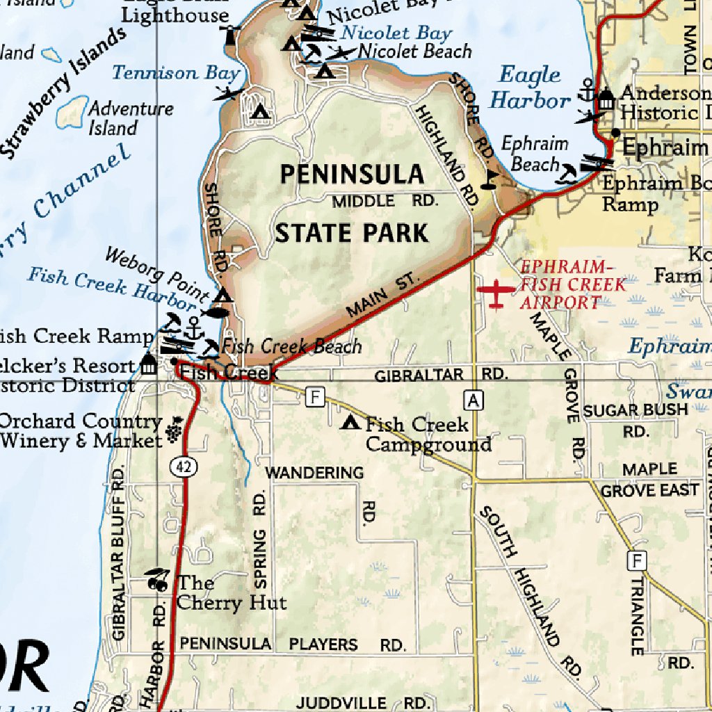 Perinsula Map Wisconsin's Door Peninsula Map by National Geographic | Avenza Maps
