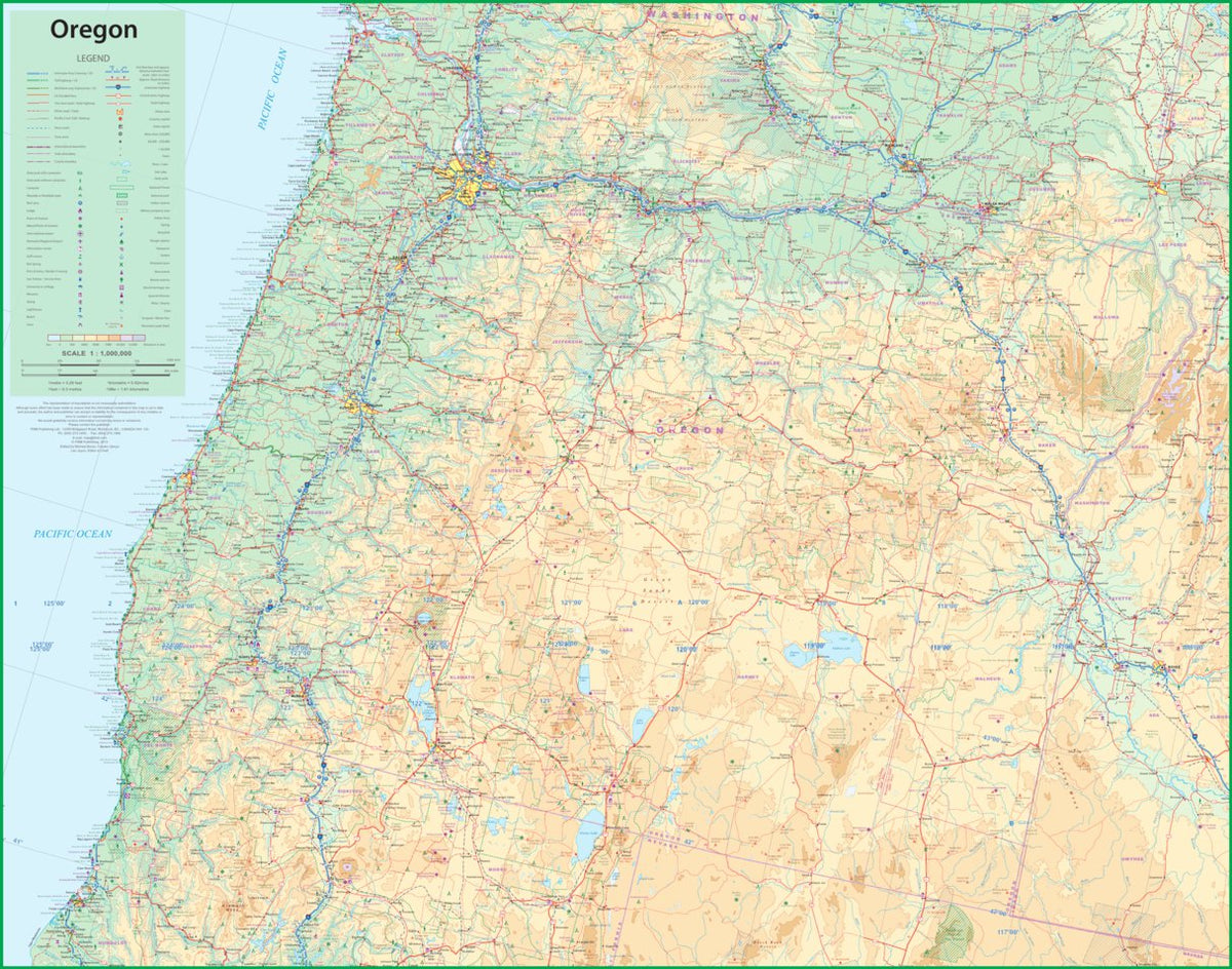 Oregon, USA 1:1,000,000 - ITMB Map by ITMB Publishing Ltd. | Avenza Maps