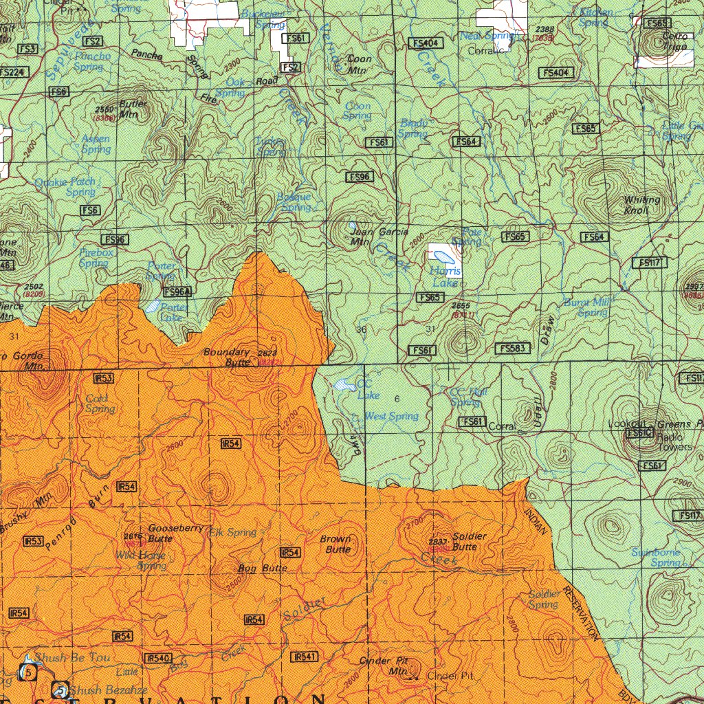 Springerville Lateral Map Springerville, AZ - BLM Surface Mgmt. Map by Digital Data Services, Inc ...