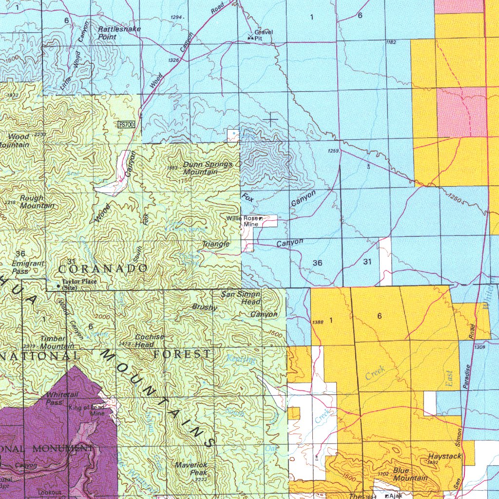Willcox, AZ - BLM Surface Mgmt. Map by Digital Data Services, Inc ...