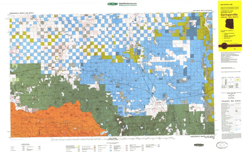 Springerville, AZ - BLM Minerals Mgmt. Map by Digital Data Services ...
