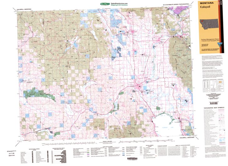 Kalispell, MT - BLM Surface Mgmt. Map by Digital Data Services, Inc ...