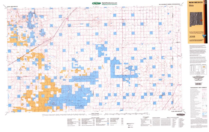 Lbm Map Computer Elida, NM - BLM Surface Mgmt. Map by Digital Data Services, Inc ...