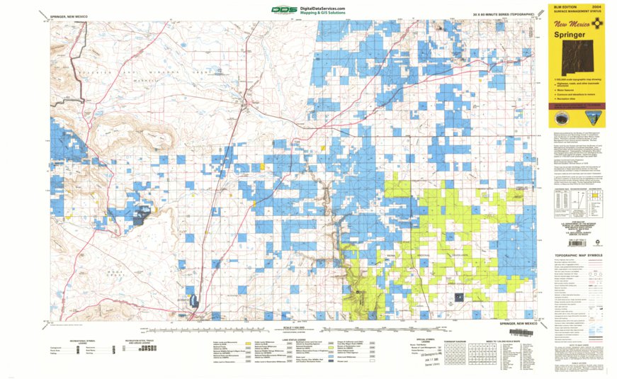 Springer, NM - BLM Surface Mgmt. Map by Digital Data Services, Inc ...