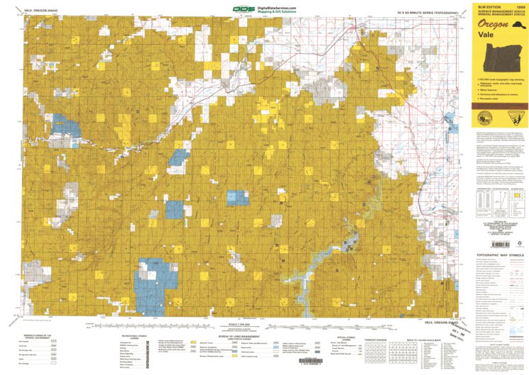 Vale, OR - BLM Minerals Mgmt. Map by Digital Data Services, Inc ...