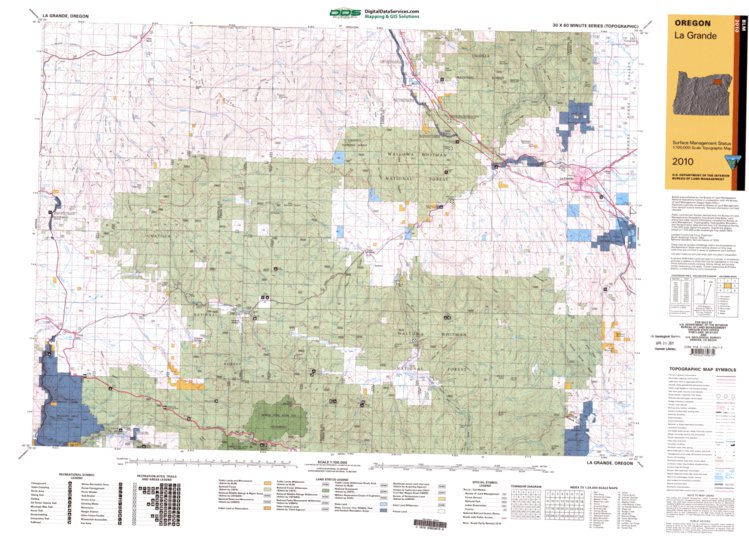 Lbm Map Computer La Grande, OR - BLM Surface Mgmt. Map by Digital Data Services, Inc ...