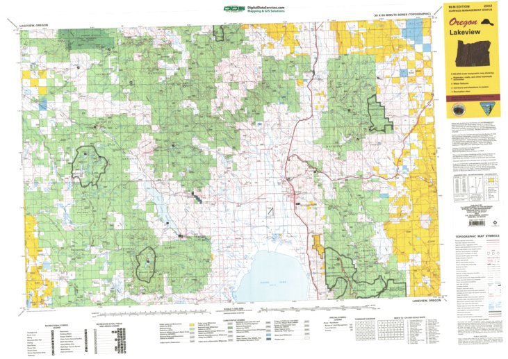 Lakeview, OR - BLM Surface Mgmt. Map by Digital Data Services, Inc ...