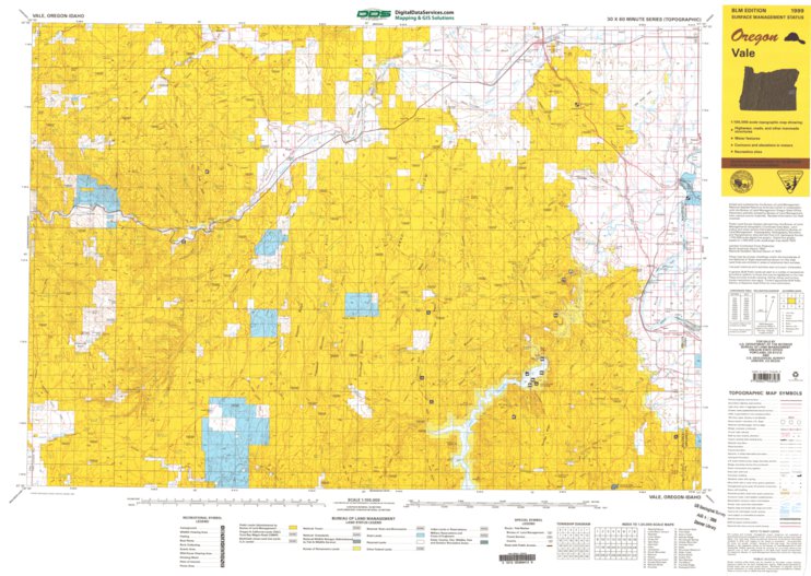 Vale, OR - BLM Surface Mgmt. Map by Digital Data Services, Inc ...