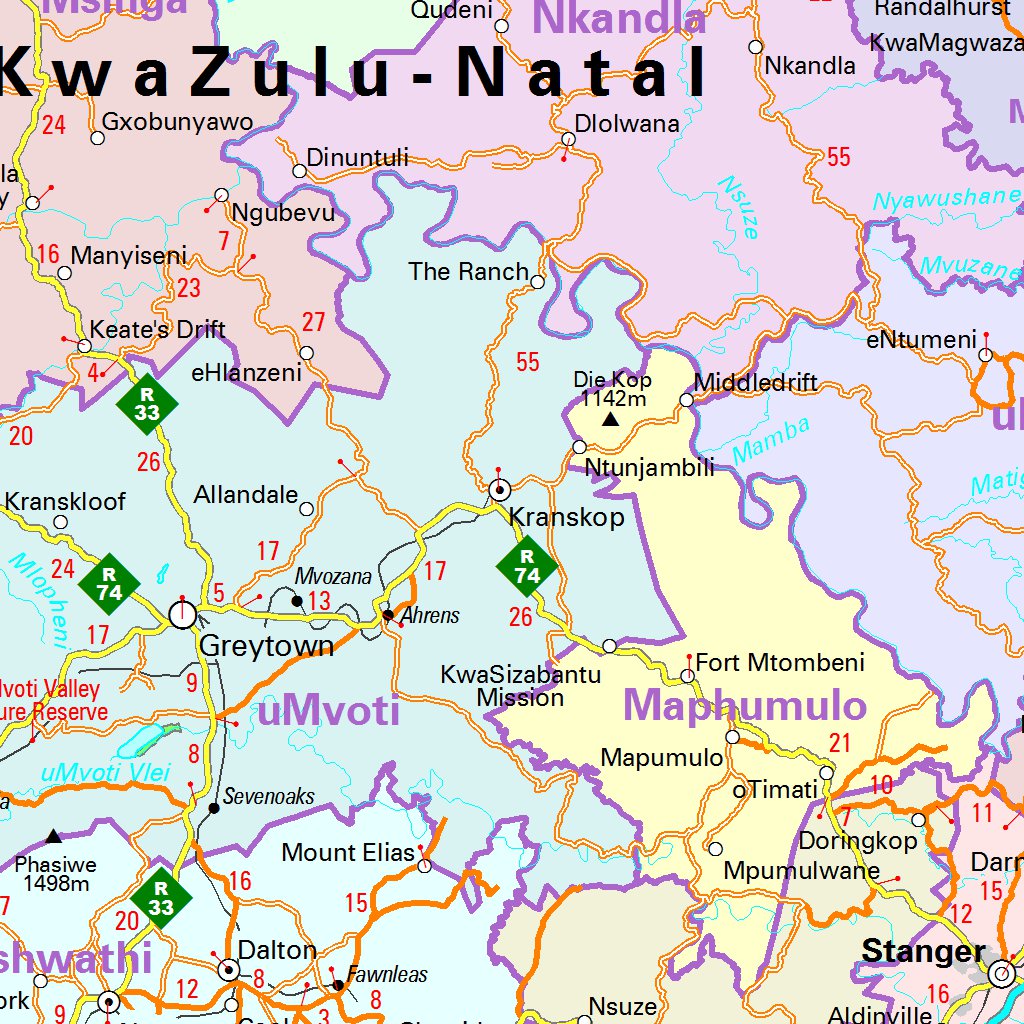KwaZulu-Natal Map by MapStudio | Avenza Maps