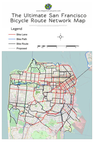 The Ultimate San Francisco Bicycle Route Network Map Preview 1