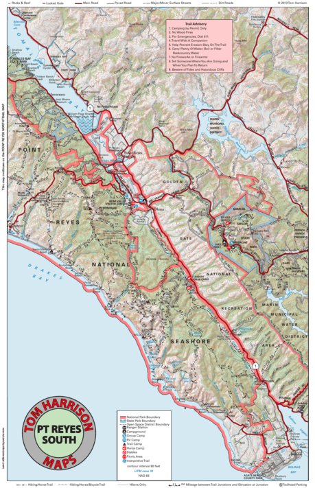 Pt Reyes South Map by Tom Harrison Maps | Avenza Maps