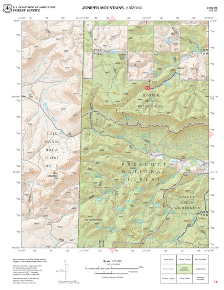 Prescott National Forest Quadrangle: JUNIPER MOUNTAINS Preview 1
