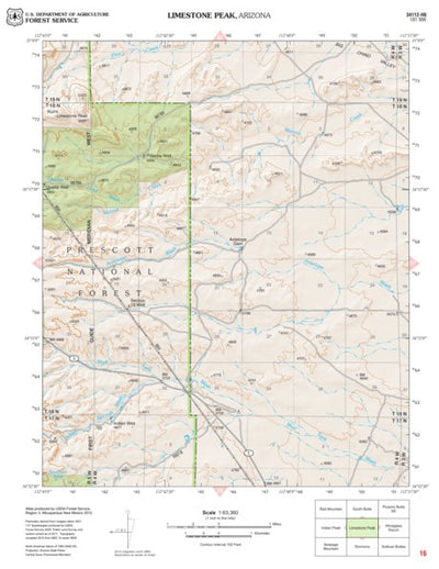 Prescott National Forest Quadrangle: LIMESTONE PEAK Preview 1