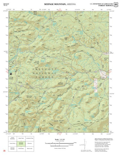 Prescott National Forest Quadrangle: SEEPAGE MOUNTAIN Preview 1