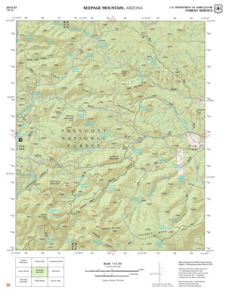 Prescott National Forest Quadrangle: SEEPAGE MOUNTAIN Preview 1
