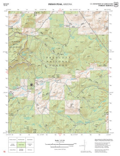 Prescott National Forest Quadrangle: INDIAN PEAK Preview 1