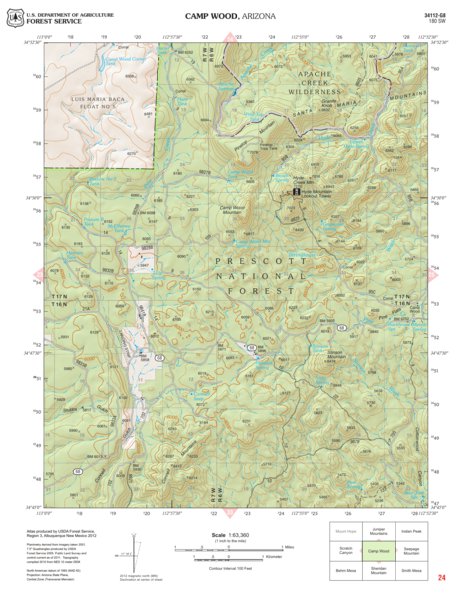 Prescott National Forest Quadrangle: CAMP WOOD Preview 1