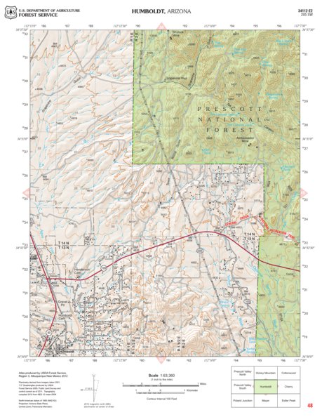 Prescott National Forest Quadrangle: HUMBOLT Preview 1